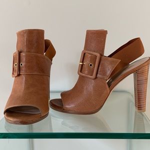 Sandals, leather, high, open toe bootie